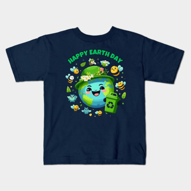 happy earth day every day Kids T-Shirt by hsayn.bara